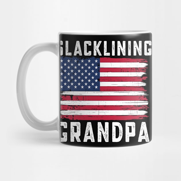 Slacklining Grandpa American Flag July 4th by qwertydesigns